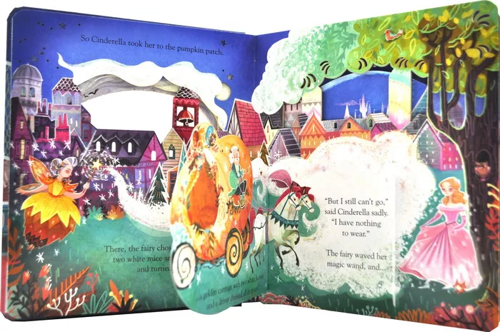 Детская книга Usborne Peep Inside сказка Золушка английский образовательный 3D лоскут