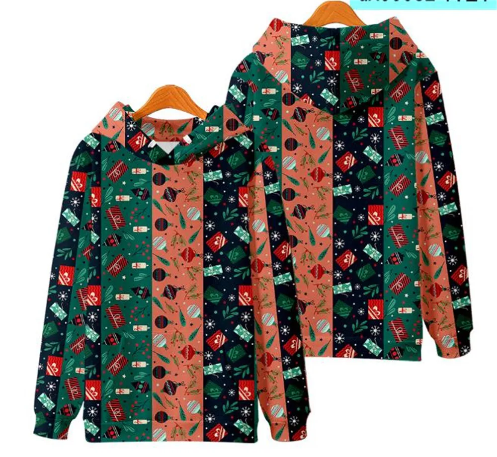 

Christmas Hoodies Hooded Loose Noel Pattern Printed Hoodies Plus Size Autumn Winter Couple Clothes