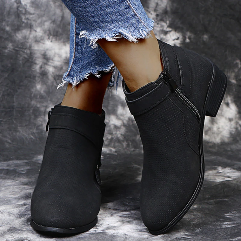 2022 New Winter Boots Women Ankle Fashion  Round Toe Riding Equestrian Platform Boots Zip Plus Size 35-43 Zapatos De Mujer