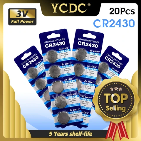 20PCS CR2430 Lithium Battery 3V CR 2430 DL2430 BR2430 ECR2430 for Watch Computer Calculator Control Toys Button Batteries