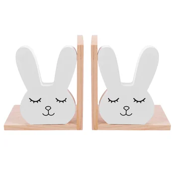 

1 Pair Desktop Bookends Practical Eco-friendly Cartoon Rabbit Book Holders Bookends Ornament Book Organizer for School Bookstore
