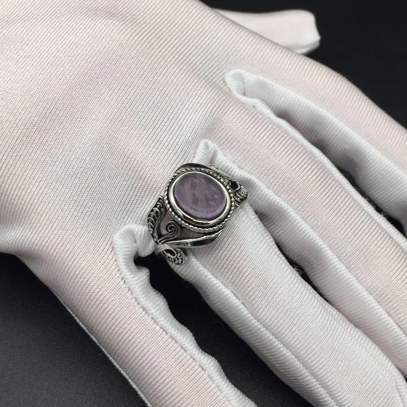 HuiSept Vintage 925 Silver Ring Amethyst Gemstone Flower Shaped Fashion Jewellery Rings Female Wedding Party Gift silver ring silver rings gemstone ring