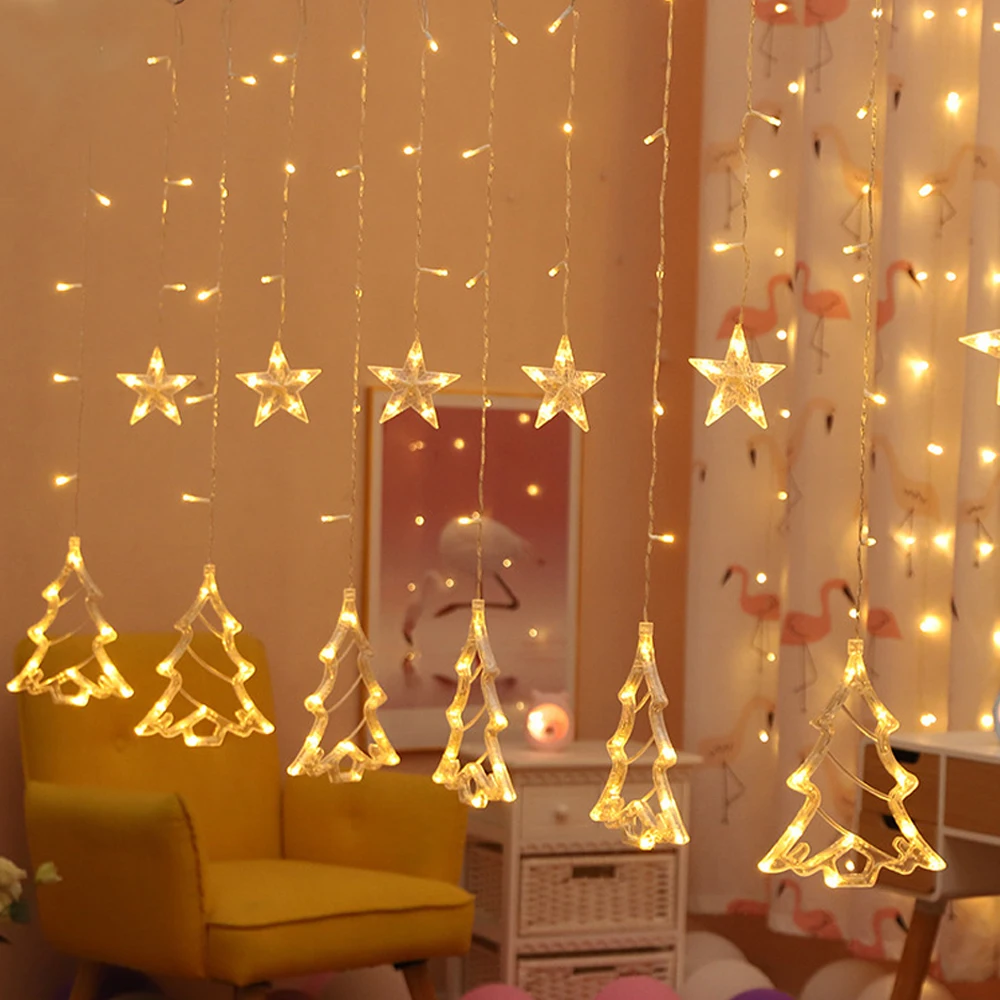

Elk Bell Stars String Light LED Christmas Decor For Home Hanging Garland Christmas Tree Decor Ornament Christmas Gift New Year