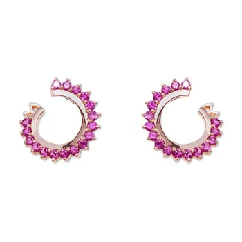 

LOZRUNVE Desbloqueio Factory Wholesale Fancy Small Color CZ Circle Flower Earring 925