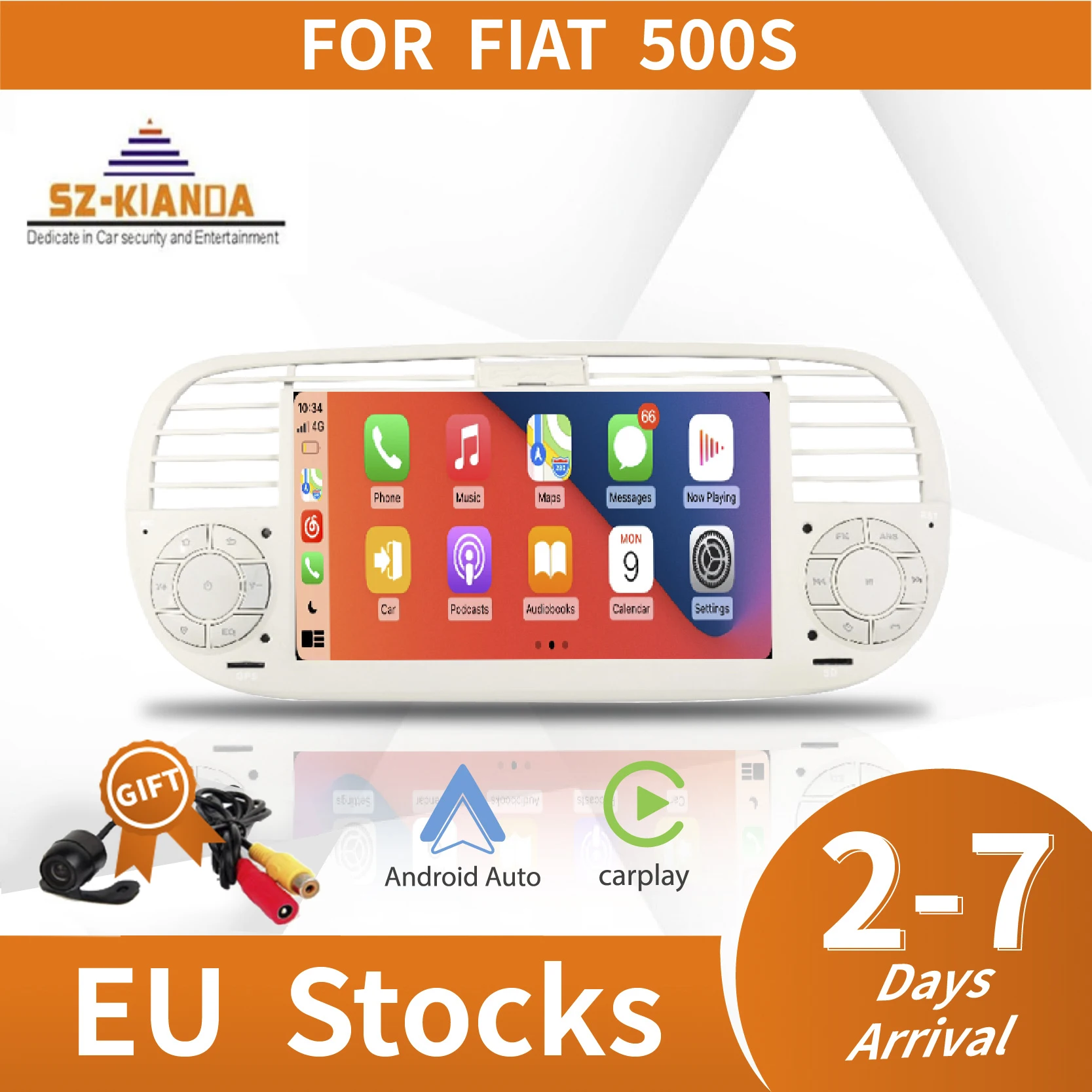7 "Hd Touch Screen Quad Core Android 12 Lettore Dvd Per Auto Per Fiat 500 Radio Gps Dsp Wifi 3G Bluetooth Controllo Del Volante Stereo