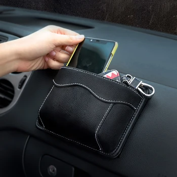 

LEEPEE PU Leather Interior Accessories Car Storage Box Car Pouch Bags Organizer Cards Mobile Phone Collecting Sticky Bag