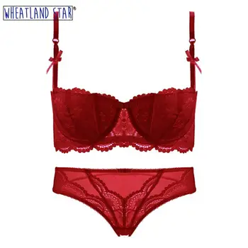 Lenceria Woman Half Cup Bra Underwire Lace Underwear Sets Women Summer Embroidery Lingere Tow Hook-and-Eye 2020 Bra & Brief Sets pink back hook eye closure velvet bikinis sets