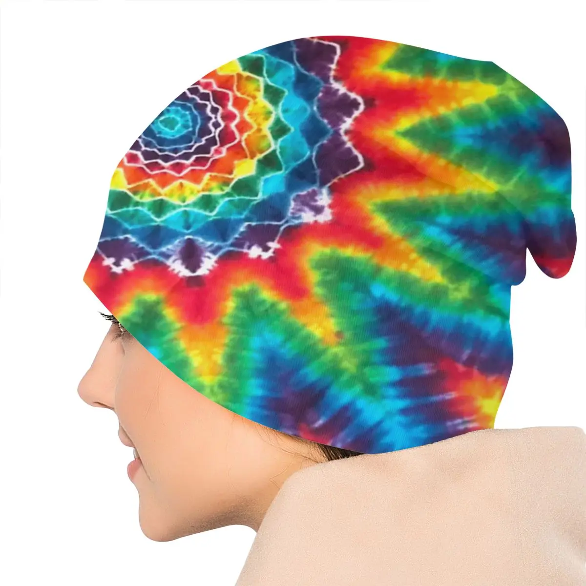 Мандала Tie Dye Dying унисекс взрослая Повседневная шапочка зимняя теплая вязаная Лыжная шапка с рукавом Skully Beanies