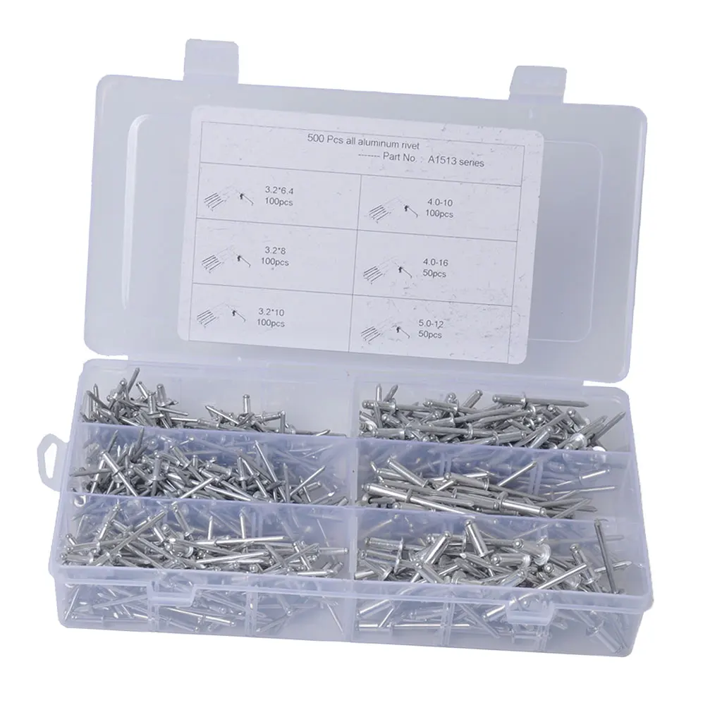 500 Piece Aluminum Blind Rivet Assortment