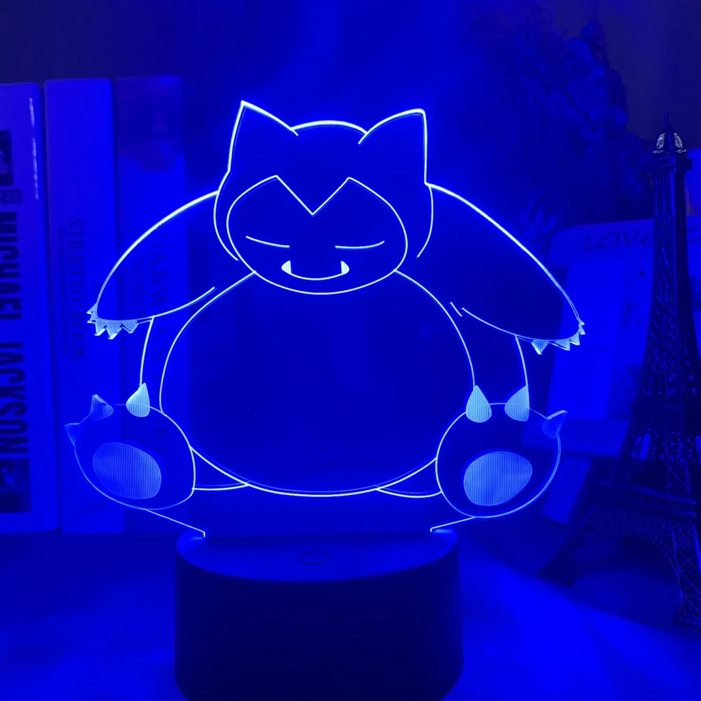 3d ночник Snorlax рисунок для детей мальчик спальня атмосфера сенсорный датчик Usb Настольный ночной Светильник игра Pokemon Go Kabigon 3d ночной Светильник