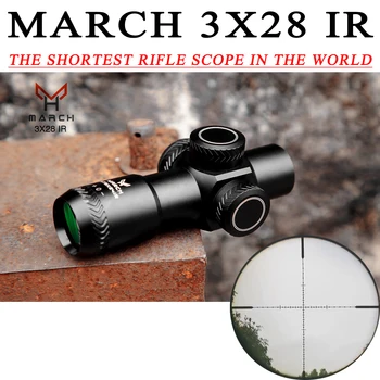 baratas March 3x28 Riflescope óptico Fixo Vista Verde Vermelho Rifle Scope Para A Caça Sniper Airsoft Armas De Ar Ponto Vermelho Monta Glock Scope