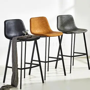 

Bar Chair Northern Europe Net Red Soft Bag Simple Modern Bar Milk Tea Coffee Shop Light Luxury Household Iron Stool