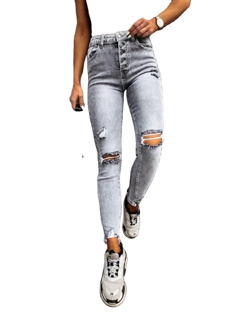 Stylish Gray Skinny Jeans Women 