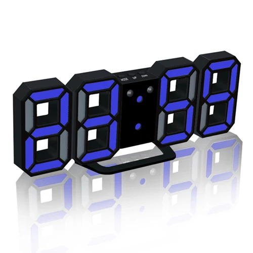Яркость современный электронный будильник Настенные светящиеся Подвесные часы Новое поступление 3D светодиодный цифровые часы с ночным режимом регулировки - Цвет: B blue