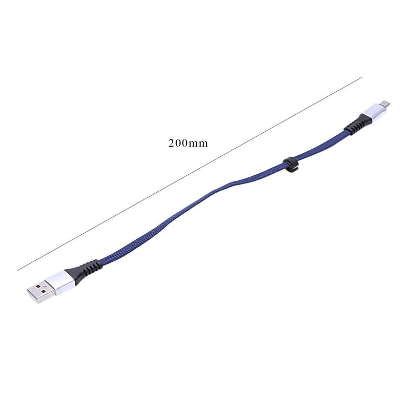 IG-USB к Micro-USB короткий плоский зарядный кабель с металлическим разъемом для устройств Android и зарядки банка питания(0,65 футов/0,2 м)(Bl