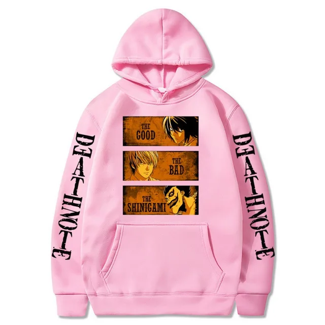 Oversized Men's Hoodie Death Note Anime Harajuku Top Funny Anime Print Unisex Cosplay Cool Sweatshirt Black Clothes Hip Hop Top Pink3