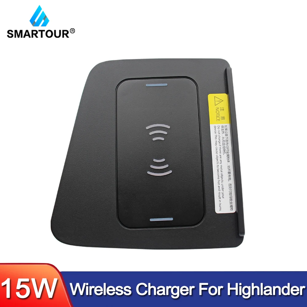 

15W Car QI Wireless Battery Charger For Toyota Highlander 2015 2016 2017 2018 2019 Mobile Phone Fast Charging Plate Accessories