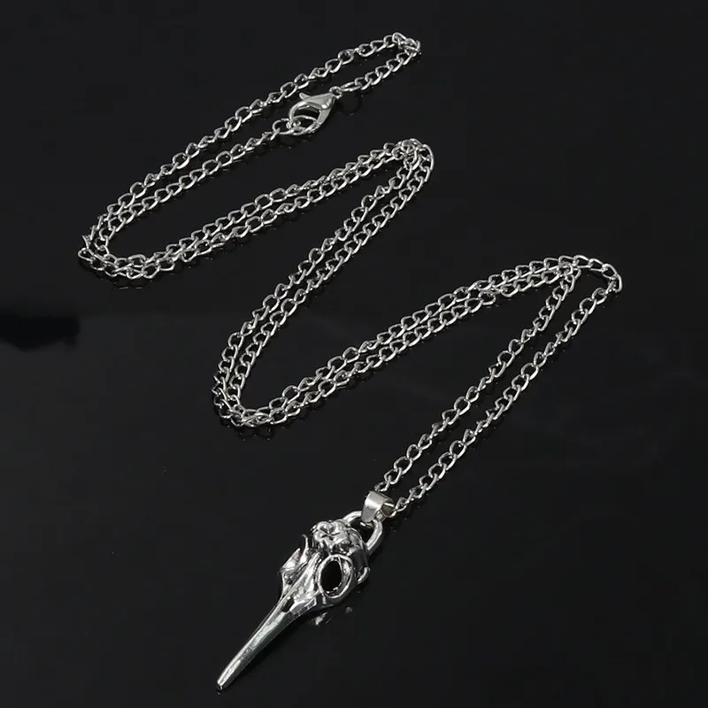 Классический череп кулон с вороном ожерелье для женщин мужчин готический, панк, черный ворона Подвески ожерелье s Ювелирные изделия Подарки На Хэллоуин - Окраска металла: silver 1
