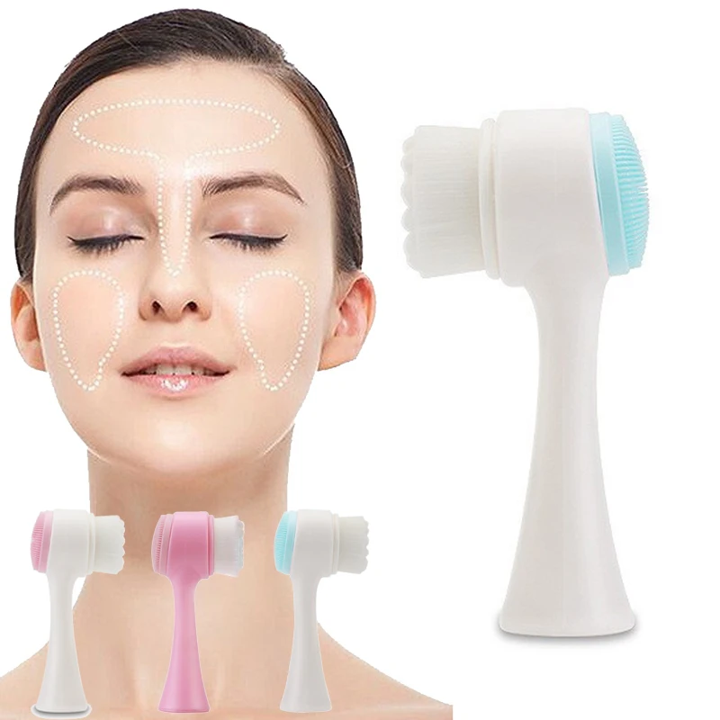 

Double Sides Silicone Cleansing Ultrasonic Facial Cleaning Brush Multi-Functional Massage Washing Machine Facial Skin Care Tools