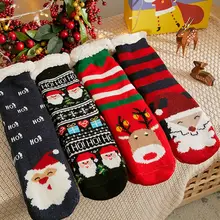 Женские зимние пушистые теплые плюшевые носки-тапочки с подкладкой; рождественские чулочно-носочные изделия с героями мультфильмов