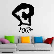 AliExpress,, Йога, фитнес-наклейки на стену, домашний дизайн, художественное оформление стены в спальне, наклейки DW1906