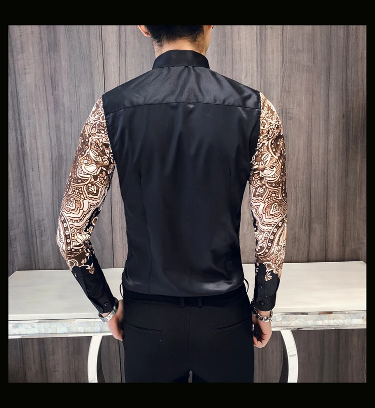 Luxury Royal Shirt Men Casual Slim Fit Long Sleeve Men Paisley Print Shirt Camisa Social Masculina Manga Longa Prom Party Shirt