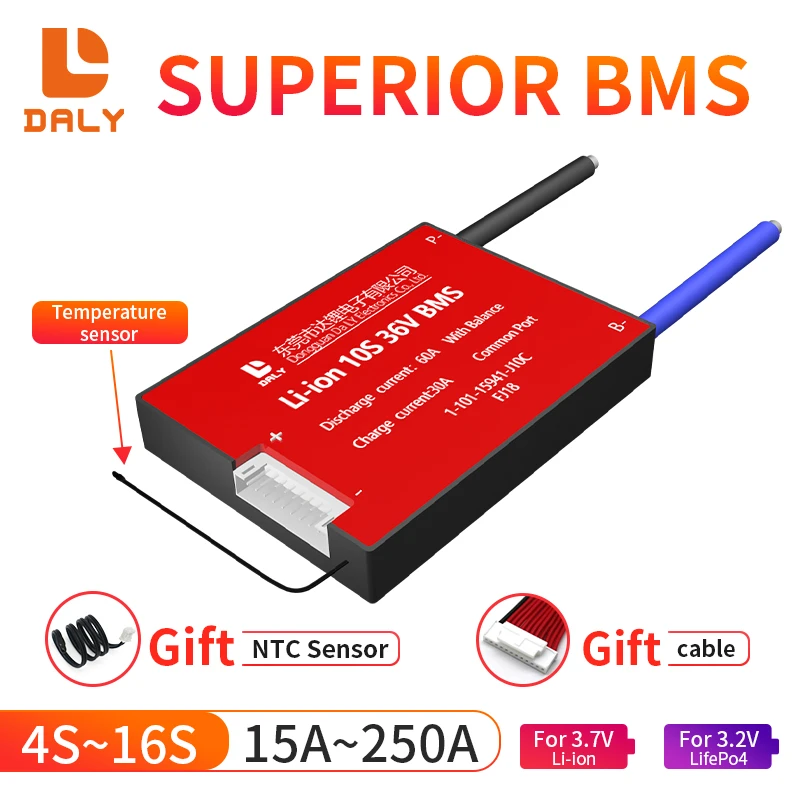 Black 16S 48V 30A-150A BMS LiFePO4 Battery PCB Board w//Balance+Bluetooth Module
