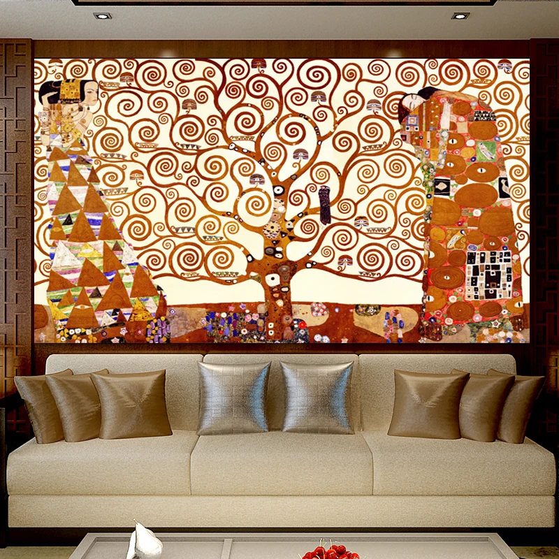 

Hot sell Gustav Klimt Tree of Life Oil Painting on Canvas Posters and Prints Cuadros Wall Art Pictures For Living Room