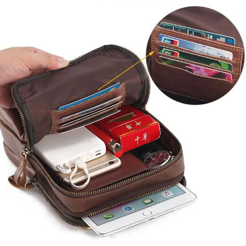 Quality Vintage Leather Shoulder Bag for Men Back pack Crossbody Pack Messenger Satchel Sling Chest Bags Day Pack Back packs