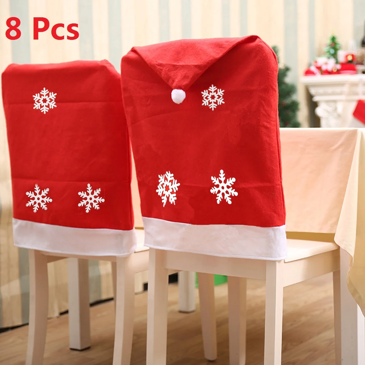 1-12 шт. рождественские чехлы на стулья Санта Клаус шляпа ужин обеденный стул задняя крышка Рождественский Декор для домашнего стола новогодние принадлежности - Цвет: 8 Pcs 50x67cm