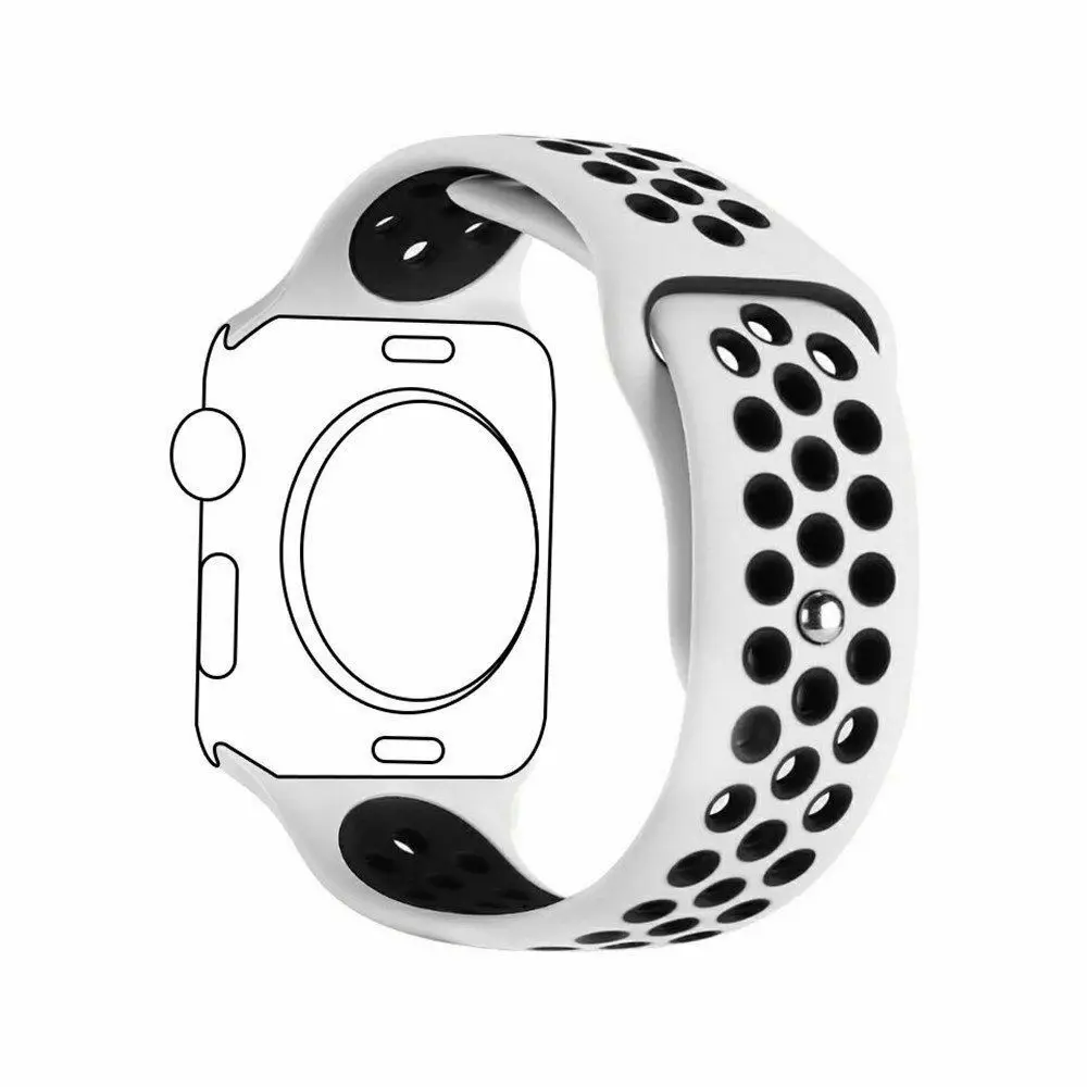 Дышащий силиконовый ремешок для часов для Apple Watch ремешок 5 4 3 2 1 38 мм 42 мм спортивный резиновый ремешок для часов Nike+ iwatch 40 мм 44 мм - Цвет ремешка: White black