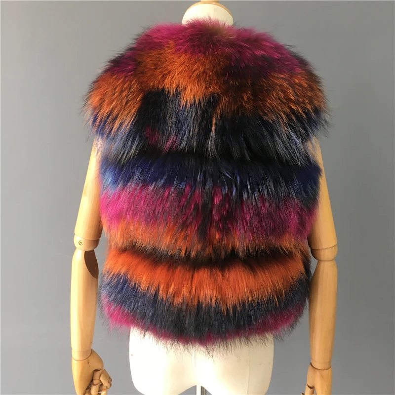 Women Real Raccoon Fur Vest Winter Thick Warm Hot Fashion Natural Fur Gilet Ladies Fur Waistcoat