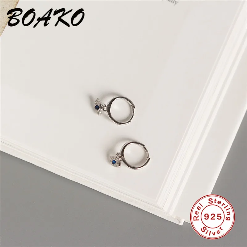 BOAKO модные корейские серьги из стерлингового серебра 925 пробы для женщин сглаз серьги-гвоздики с подвеской золотистая серьга со стразами изысканные украшения