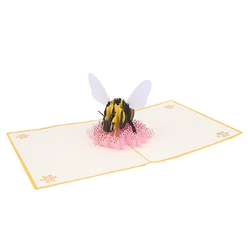 

3D Pops UP Cards Handmade Bee Flower Greeting Cards Birthday Invitation 3D Pops Up Card for Wedding Valentines' Day Gift