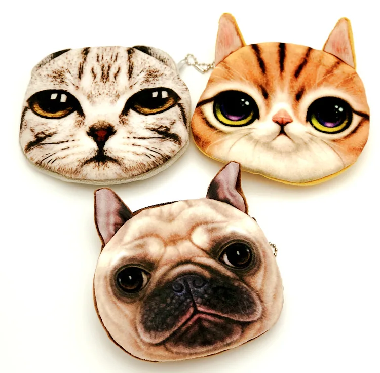 Модель кошка собака 3D котенок маленькая Собачья голова мультфильм мини кошелек монеты сумка для хранения