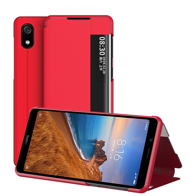 xiaomi leather case design Smart View Cửa Sổ PU Da Điện Dành Cho Xiaomi MI Note 10 Lite CC9E A3 9T Redmi 7 7A 8 8A 9 Note 5 6 7 8 8T 9S 9 Pro Max Ốp Lưng xiaomi leather case card Cases For Xiaomi