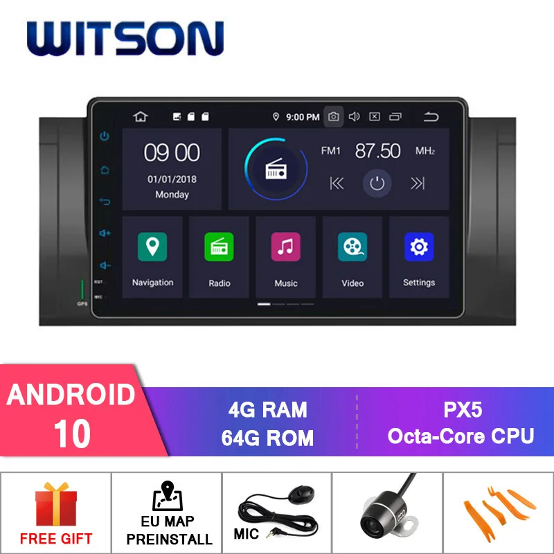 WITSON 9 ''Android 10 0 для BMW E39 M5 X5 E53 Автомобильный DVD Радио 4 Гб RAM + 64 FLASH 8 Восьмиядерный