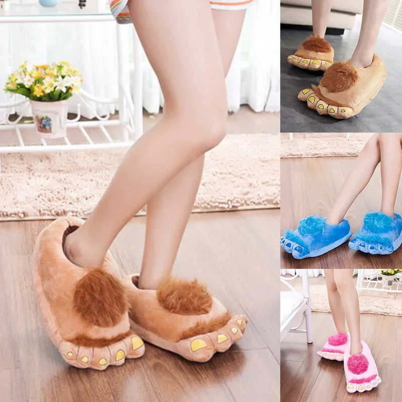

Winter Warm Soft Indoor Floor Slippers Women Men Children Shoes Funny Animal Claw Plush Home Slippers 29CM