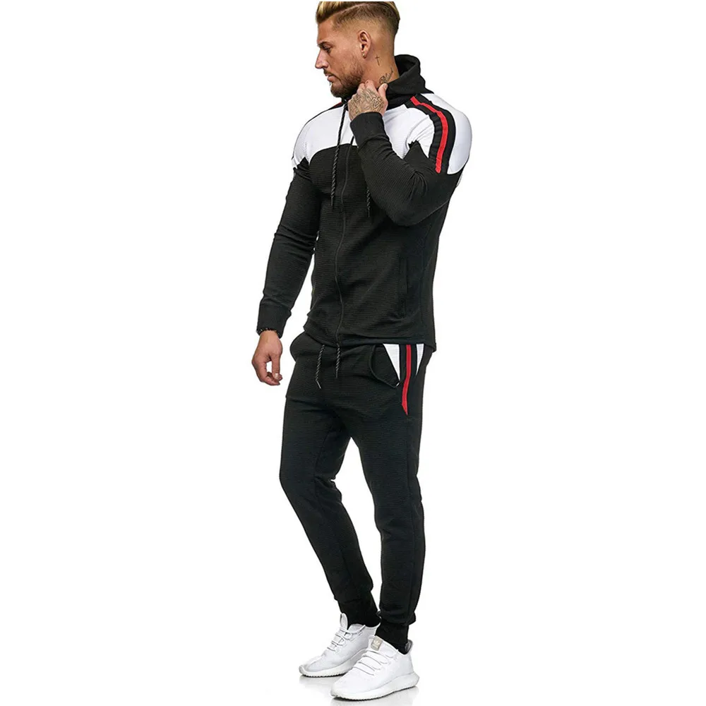 2021 Brand Fashion Tracksuit Men Zipper Hoodies + Sweatpant Set Mens Gym Joggers Sweatshirts Suits Man Autumn Sportswear Sets 8