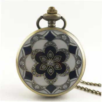 

GENBOLI 1PC Flower Pattern Vintage Antique Round Dial Quartz Pocket Watch Necklace Pendant Clock For Mens Womens Best Gifts