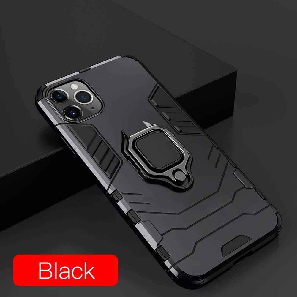 Black 50 шт. чехол для телефона Apple iPhone 11 Pro Max XS XR X 8 7 6 6S Plus SE 5 5S 360 градусов Поворот кольцевой магнитный держатель Броня чехол - Цвет: Black