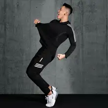 Вторая кожа высокое качество быстросохнущие Компрессионные Мужские спортивные костюмы бегуны Спорт фитнес тренировка Бег Спорт Бег