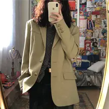 Fashion small suit jacket female fruit green Korean temperament loose casual slim simple suit jacket tide