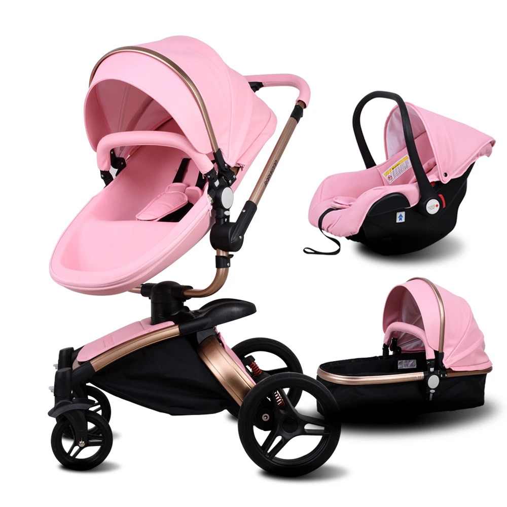 Babyfond Kinderwagen 3 In 1 Hoge Landschap Vervoer Met Autostoel Kwaliteit  Pu Lederen Folding Kinderwagen Voor Pasgeboren Baby, eu Geen Belasting|Four  Wheels Stroller| - AliExpress