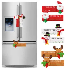 

2pcs/set Christmas Refrigerator Handle Cover Snowman Elk Santa Kitchen Microwave Oven Dishwasher Fridge Door Knob Protector