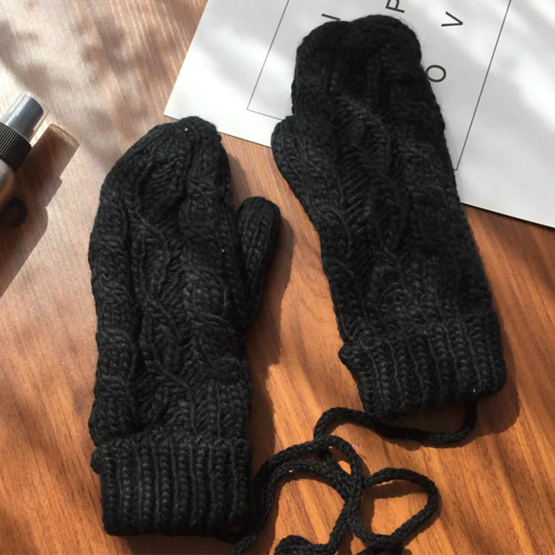 Модные женские Twist двойные толстые модные Висячие шерстяные перчатки милые перчатки вязаные перчатки