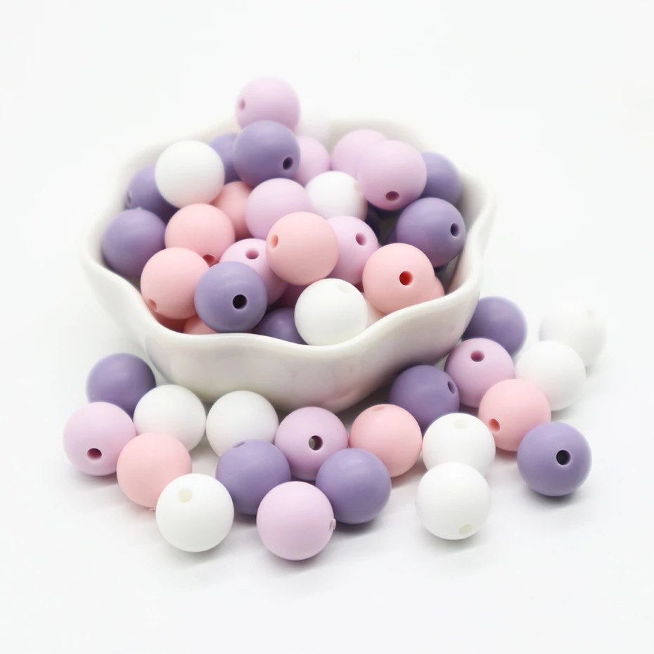 

15mm 40pc Round Silicone Beads DIY Pacifier Clip Accessories Jewelry Teething Beads Baby Teether Childen's Gifts Baby Products