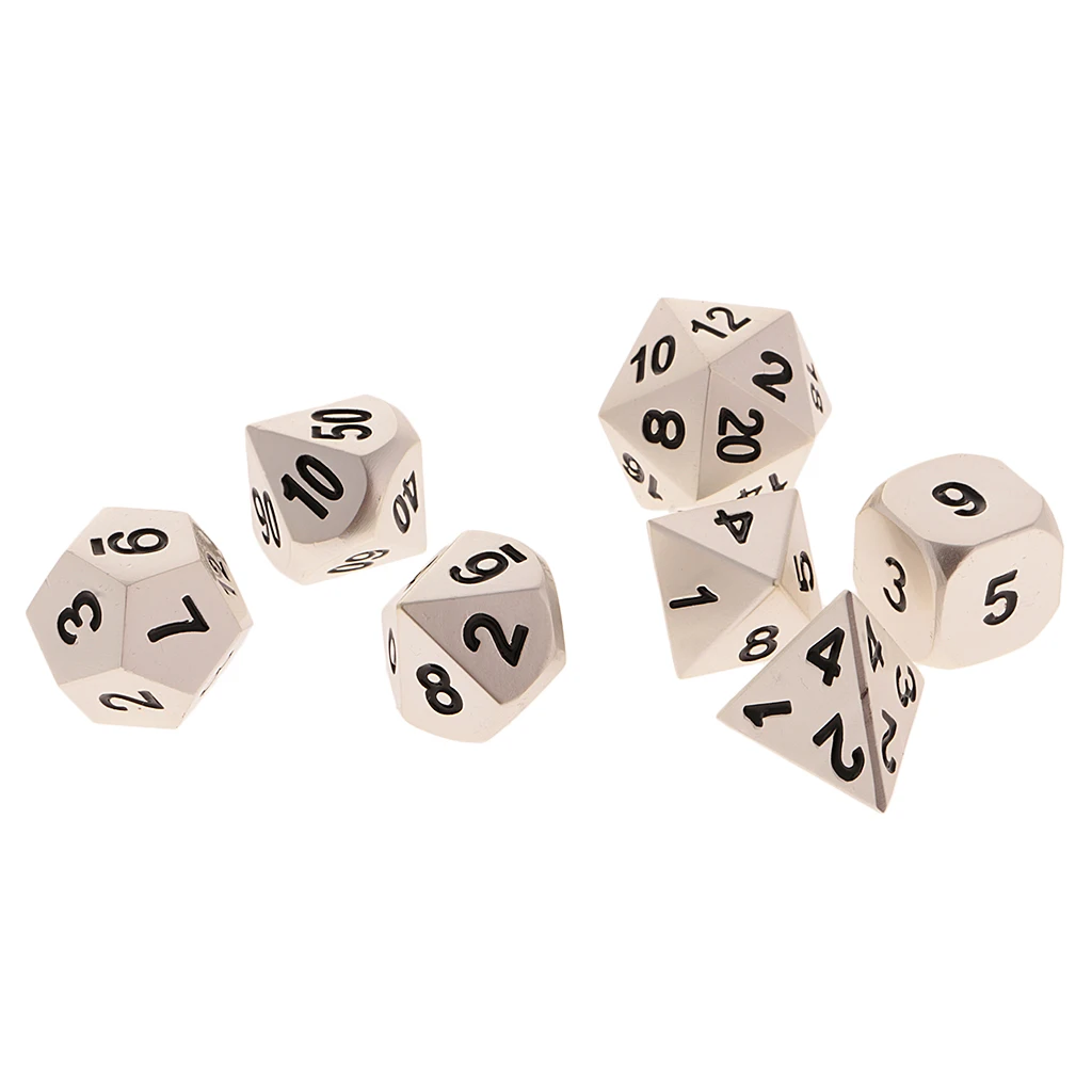 7 Multi-sided Metal Polyhedral Dice Die For RPG Dungeons \ U0026