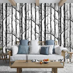 Birch Tree Black Trunk Wallpaper Peel and Stick Wall Sticker Self Adhesive Waterproof Removable Stickers for Home Decor Bedroom