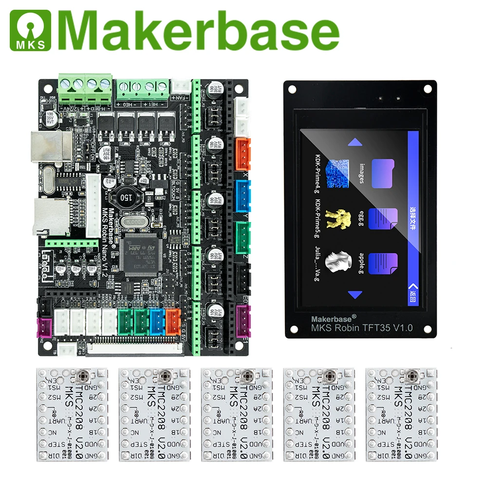 Makerbase MKS Robin Nano V1.2 32Bit Control Board 3D Printer parts support Marlin2.0  3.5 tft touch screen preview Gcode precisioncore printhead 3D Printer Parts & Accessories